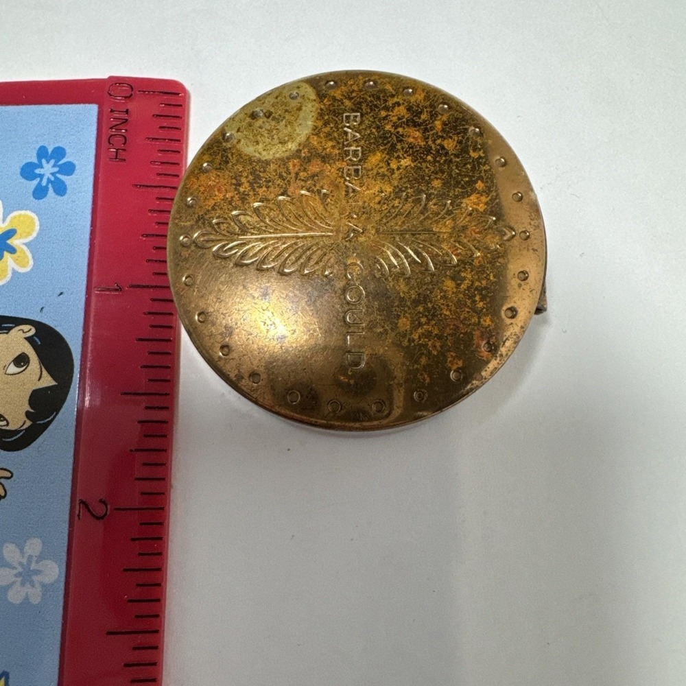 VTG Collectors Compact Makeup Barbara Gould New York Copper Rouge Puff Mini - Picture 10 of 10
